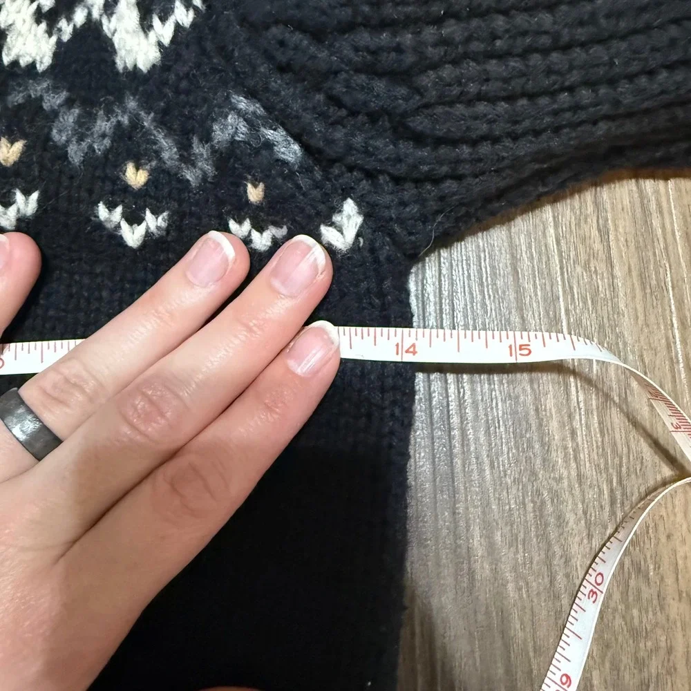 Baby Gap Black Fairisle Cardigan With Fur Lined Hood‎ Size 3T